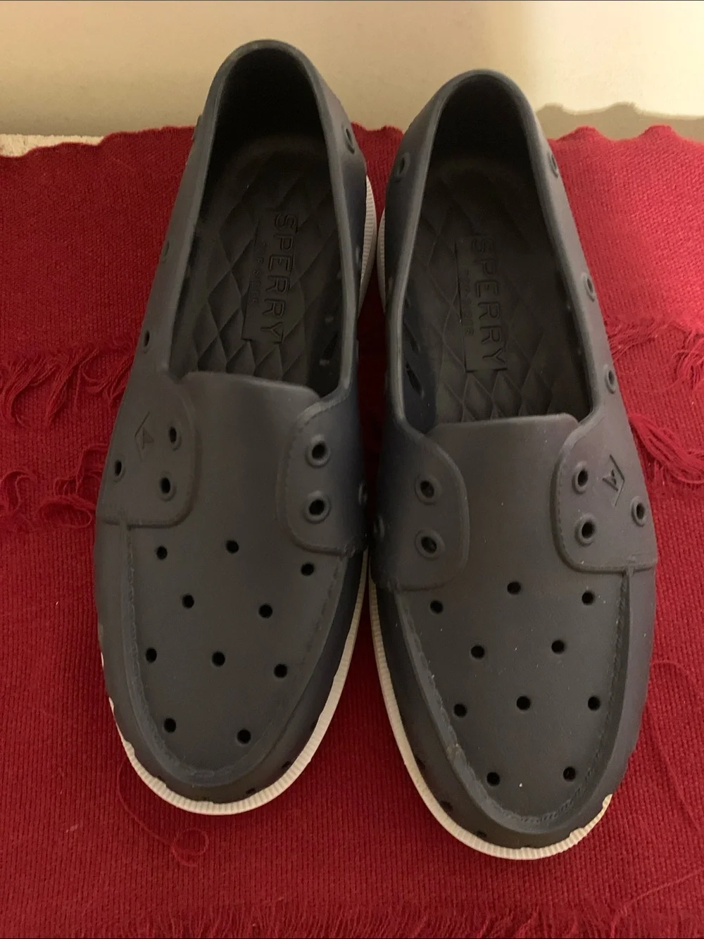 Sperry Men's navy blue Slip-On Perforated Boat Shoes